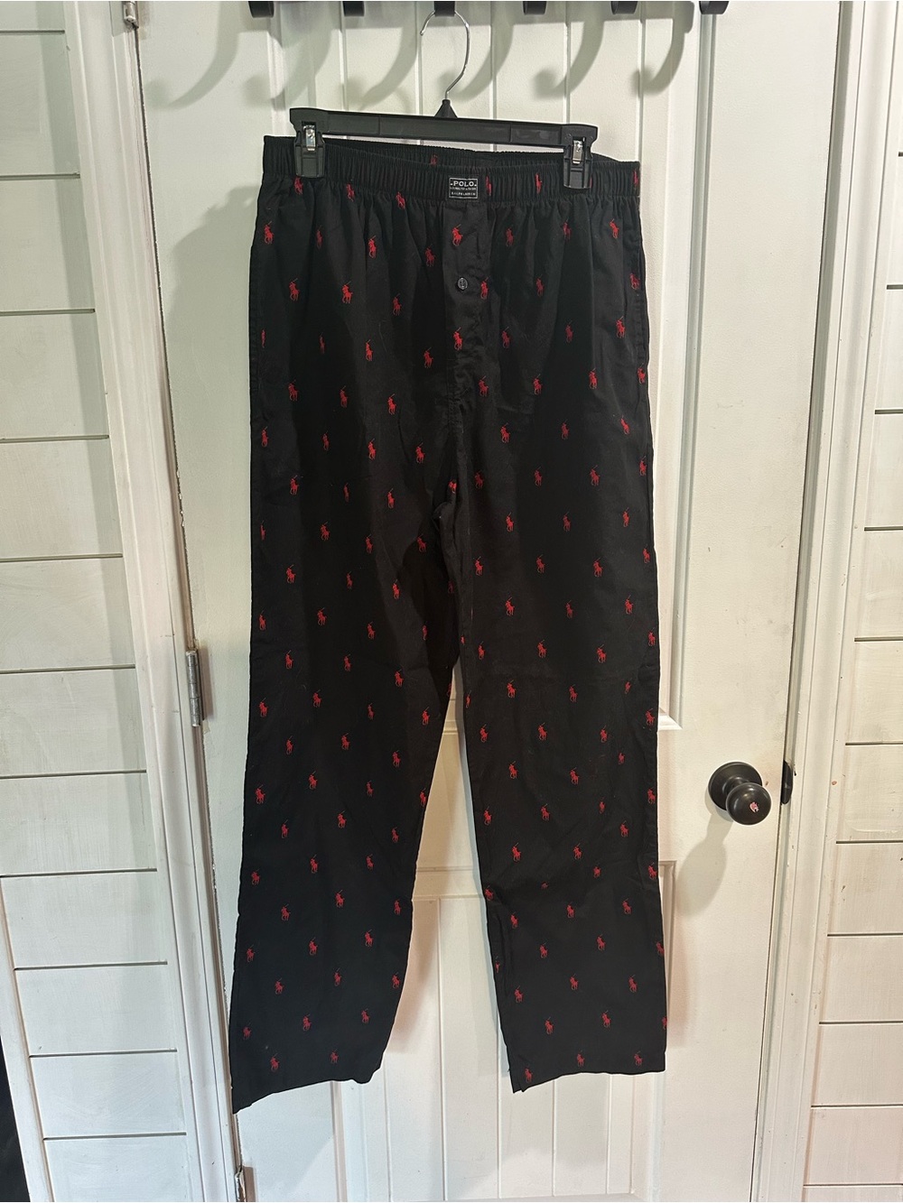 Polo by Ralph Lauren Black Lounge Pants with Red Pony Motif